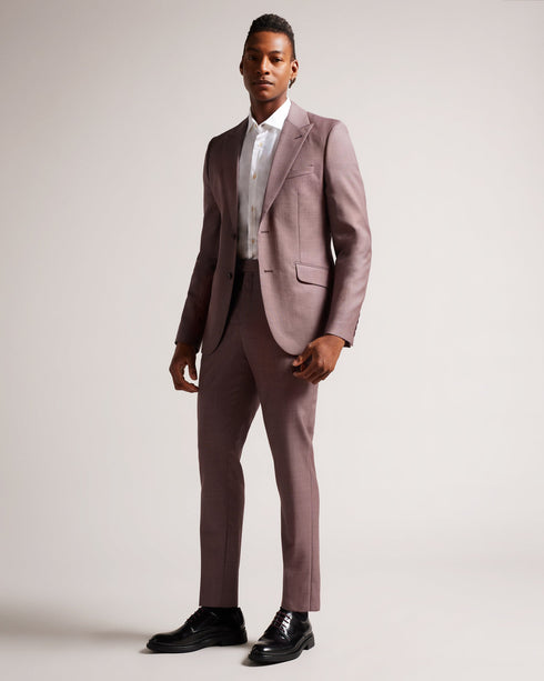 BYRONJ-Suits-A refined take on the classic suit, our BYRONJ blazer features single-breasted buttons and a peaked lapel. This style is perfect for layering over a crisp shirt and adding some panache to your weekday wardrobe. Blazer Virgin wool Peaked lapel Single breasted buttons Long sleeved Pockets Ty is 6'1" / 1.86m and wears Medium Pink in a Ted size 3- Ted Baker Romania